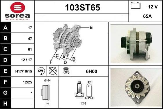 STARTCAR 103ST65 - Alternateur cwaw.fr