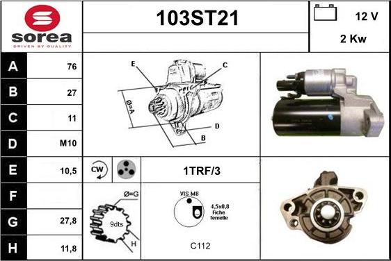 STARTCAR 103ST21 - Démarreur cwaw.fr