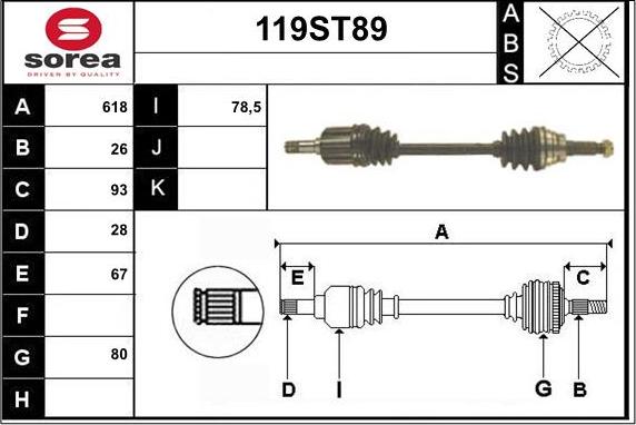 STARTCAR 119ST89 - Arbre de transmission cwaw.fr