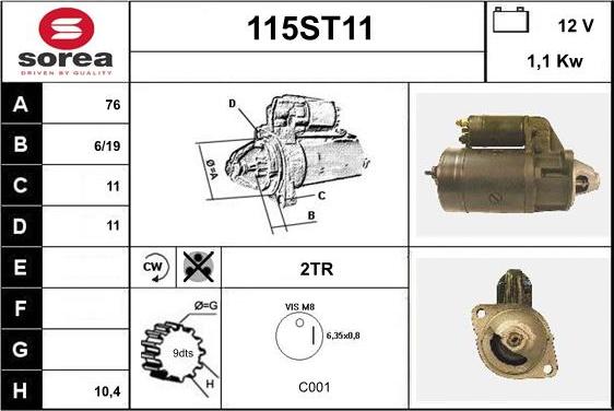 STARTCAR 115ST11 - Démarreur cwaw.fr