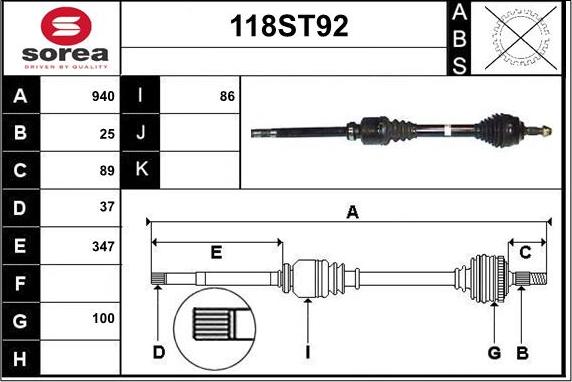 STARTCAR 118ST92 - Arbre de transmission cwaw.fr