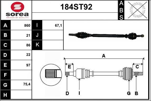 STARTCAR 184ST92 - Arbre de transmission cwaw.fr