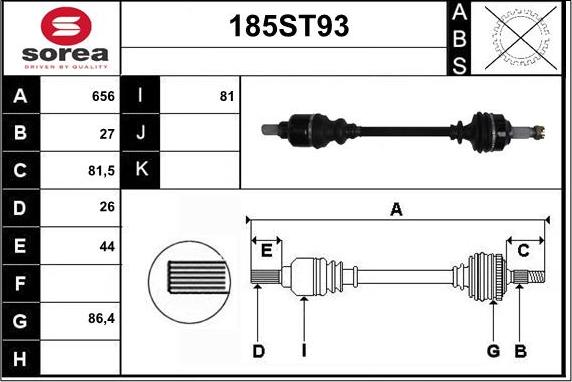 STARTCAR 185ST93 - Arbre de transmission cwaw.fr