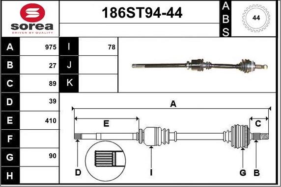 STARTCAR 186ST94-44 - Arbre de transmission cwaw.fr