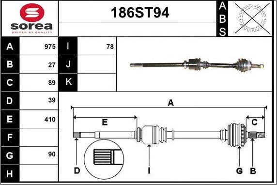 STARTCAR 186ST94 - Arbre de transmission cwaw.fr