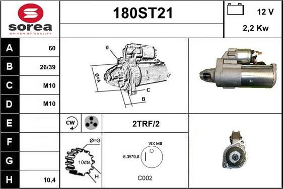 STARTCAR 180ST21 - Démarreur cwaw.fr