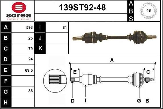 STARTCAR 139ST92-48 - Arbre de transmission cwaw.fr