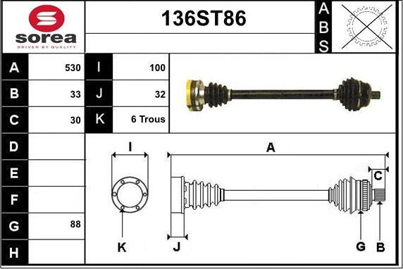 STARTCAR 136ST86 - Arbre de transmission cwaw.fr