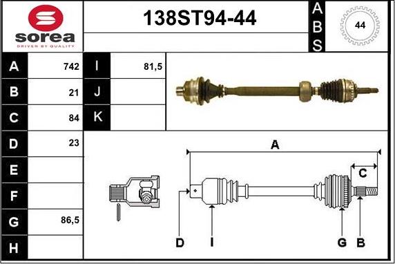 STARTCAR 138ST94-44 - Arbre de transmission cwaw.fr