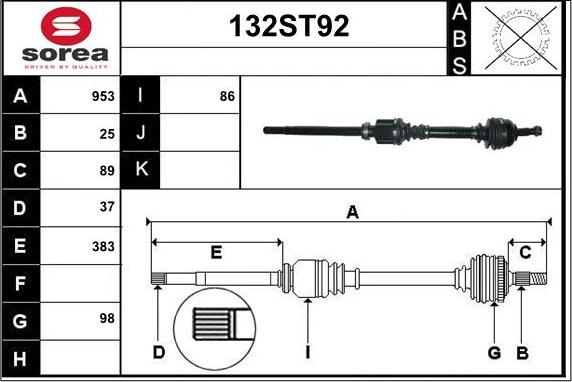 STARTCAR 132ST92 - Arbre de transmission cwaw.fr