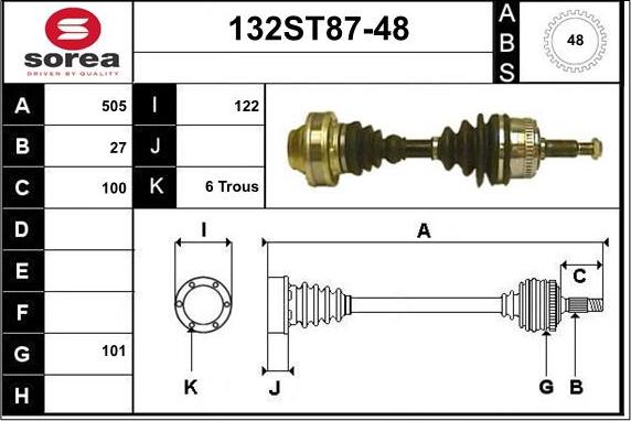 STARTCAR 132ST87-48 - Arbre de transmission cwaw.fr