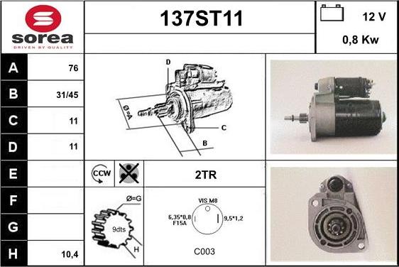 STARTCAR 137ST11 - Démarreur cwaw.fr