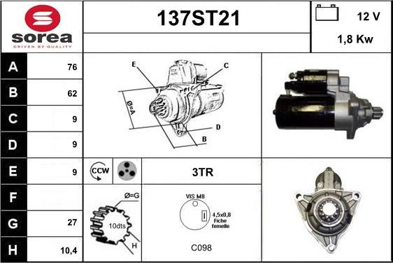 STARTCAR 137ST21 - Démarreur cwaw.fr