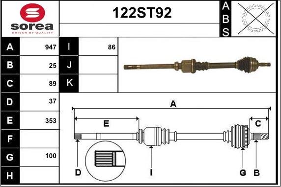 STARTCAR 122ST92 - Arbre de transmission cwaw.fr