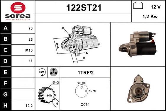 STARTCAR 122ST21 - Démarreur cwaw.fr