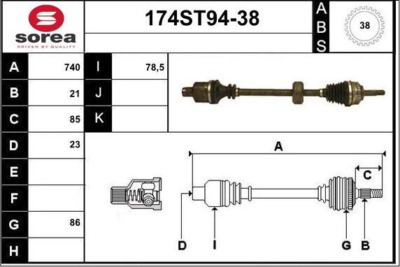 STARTCAR 174ST94-38 - Arbre de transmission cwaw.fr