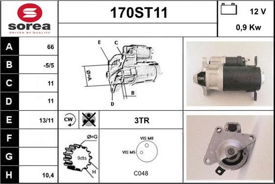 STARTCAR 170ST11 - Démarreur cwaw.fr