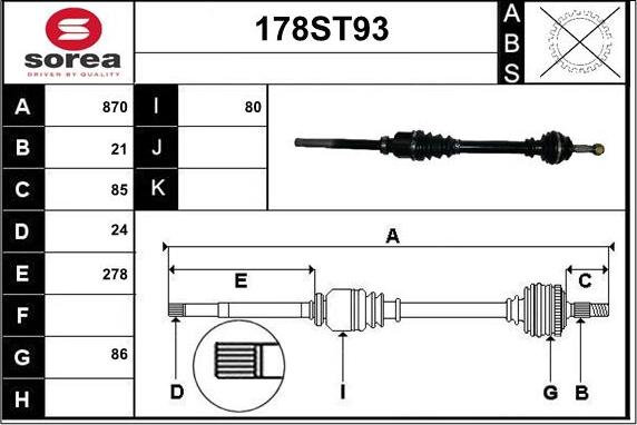 STARTCAR 178ST93 - Arbre de transmission cwaw.fr