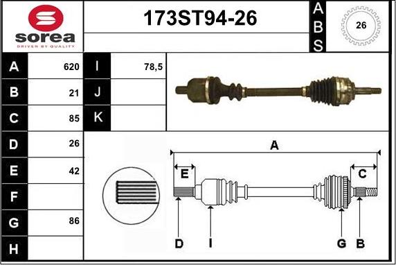 STARTCAR 173ST94-26 - Arbre de transmission cwaw.fr