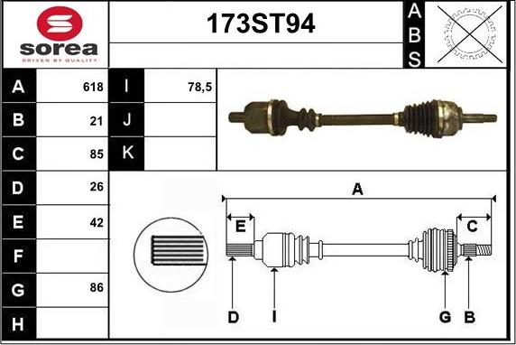 STARTCAR 173ST94 - Arbre de transmission cwaw.fr