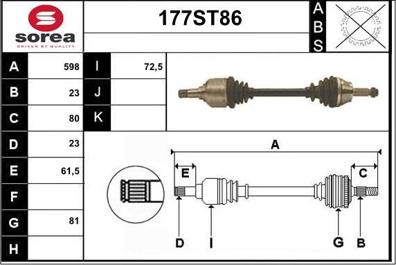 STARTCAR 177ST86 - Arbre de transmission cwaw.fr