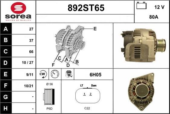 STARTCAR 892ST65 - Alternateur cwaw.fr