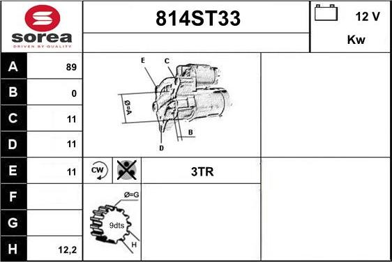 STARTCAR 814ST33 - Démarreur cwaw.fr