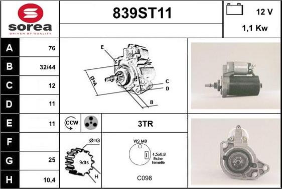 STARTCAR 839ST11 - Démarreur cwaw.fr