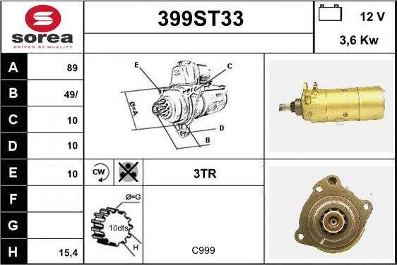 STARTCAR 399ST33 - Démarreur cwaw.fr