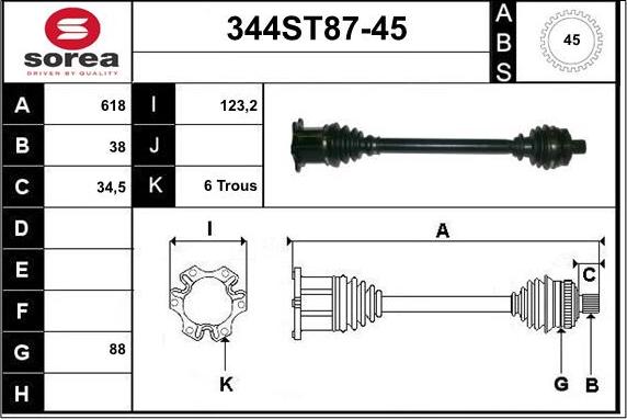 STARTCAR 344ST87-45 - Arbre de transmission cwaw.fr