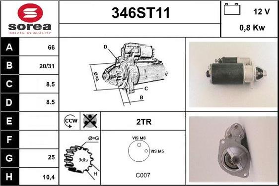 STARTCAR 346ST11 - Démarreur cwaw.fr