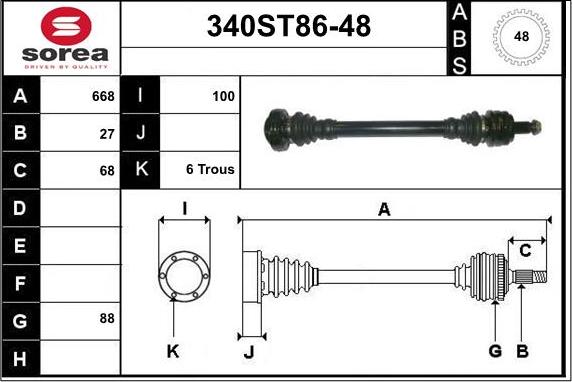 STARTCAR 340ST86-48 - Arbre de transmission cwaw.fr