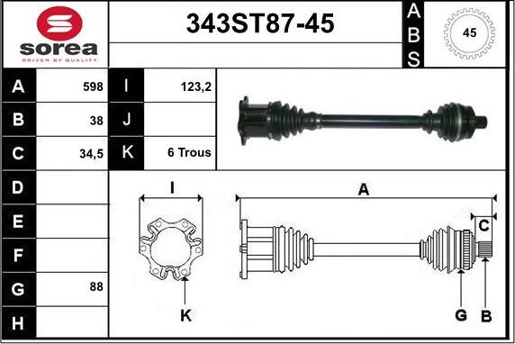 STARTCAR 343ST87-45 - Arbre de transmission cwaw.fr