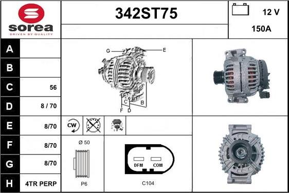 STARTCAR 342ST75 - Alternateur cwaw.fr