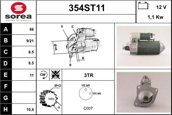 STARTCAR 354ST11 - Démarreur cwaw.fr