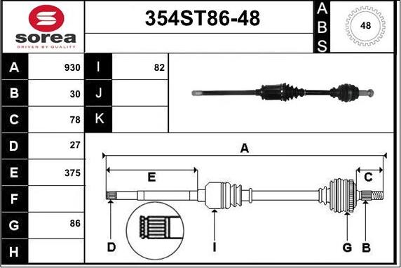 STARTCAR 354ST86-48 - Arbre de transmission cwaw.fr