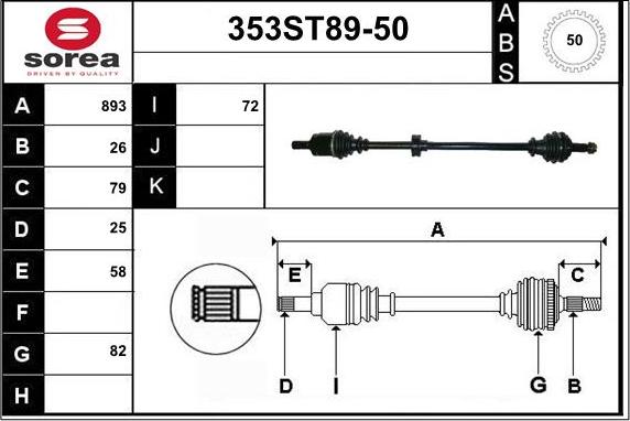 STARTCAR 353ST89-50 - Arbre de transmission cwaw.fr