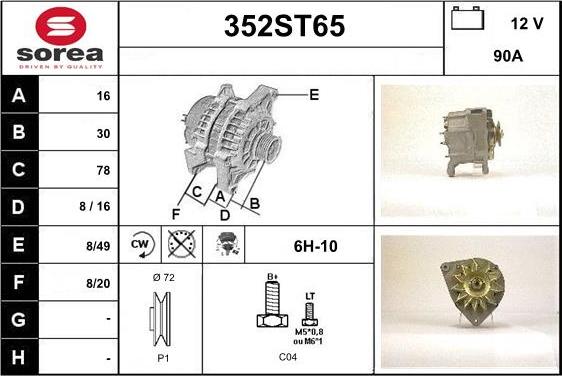 STARTCAR 352ST65 - Alternateur cwaw.fr