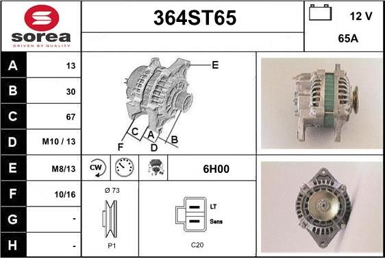 STARTCAR 364ST65 - Alternateur cwaw.fr