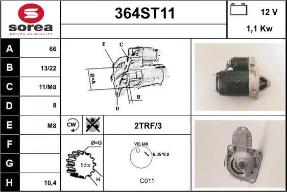 STARTCAR 364ST11 - Démarreur cwaw.fr