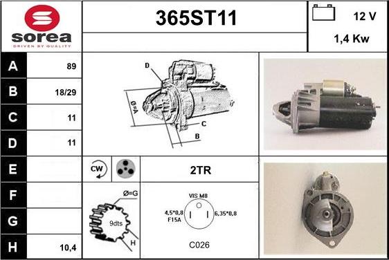 STARTCAR 365ST11 - Démarreur cwaw.fr