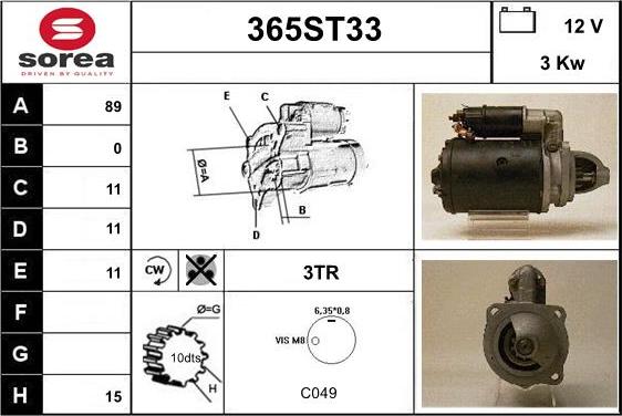 STARTCAR 365ST33 - Démarreur cwaw.fr