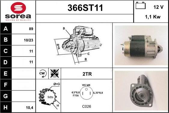 STARTCAR 366ST11 - Démarreur cwaw.fr