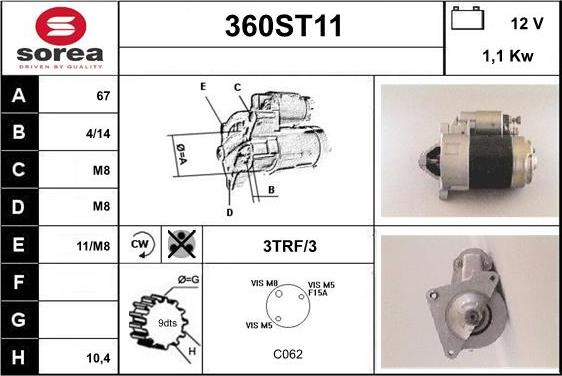 STARTCAR 360ST11 - Démarreur cwaw.fr