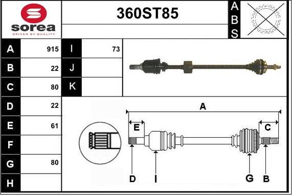 STARTCAR 360ST85 - Arbre de transmission cwaw.fr