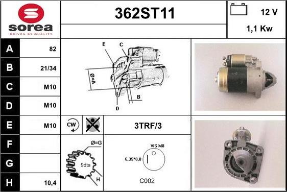 STARTCAR 362ST11 - Démarreur cwaw.fr