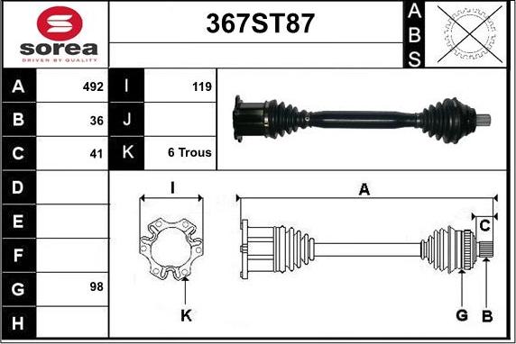 STARTCAR 367ST87 - Arbre de transmission cwaw.fr