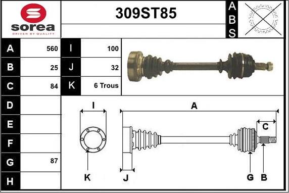 STARTCAR 309ST85 - Arbre de transmission cwaw.fr