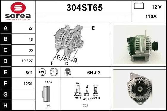 STARTCAR 304ST65 - Alternateur cwaw.fr