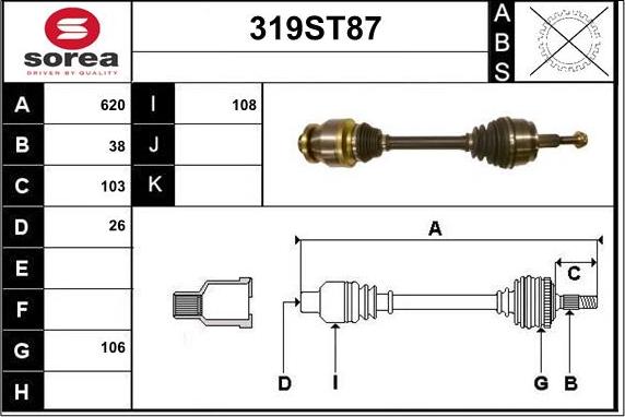 STARTCAR 319ST87 - Arbre de transmission cwaw.fr